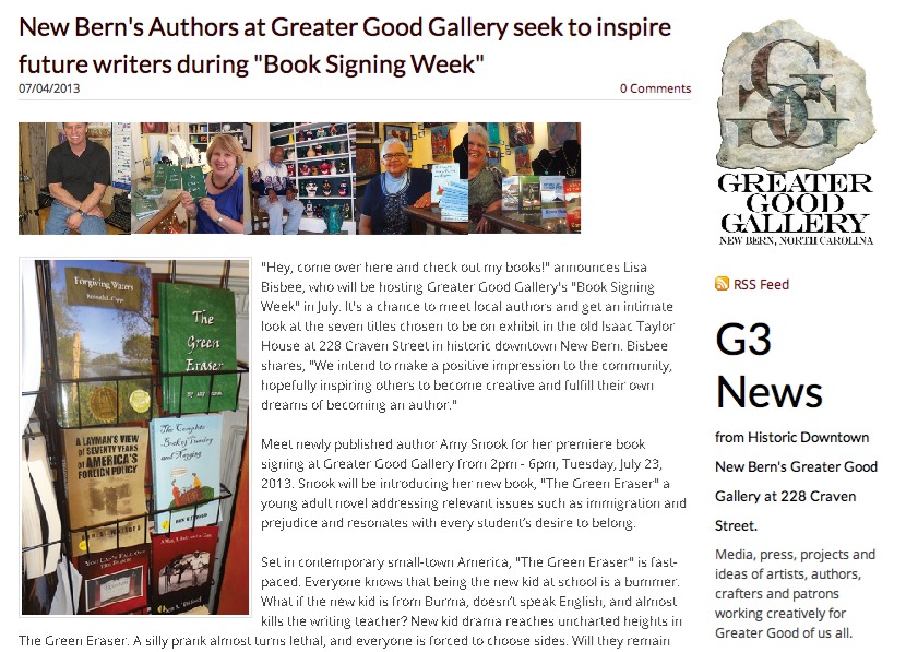 New Bern's Authors at Greater Good Gallery seek to inspire future writers during 